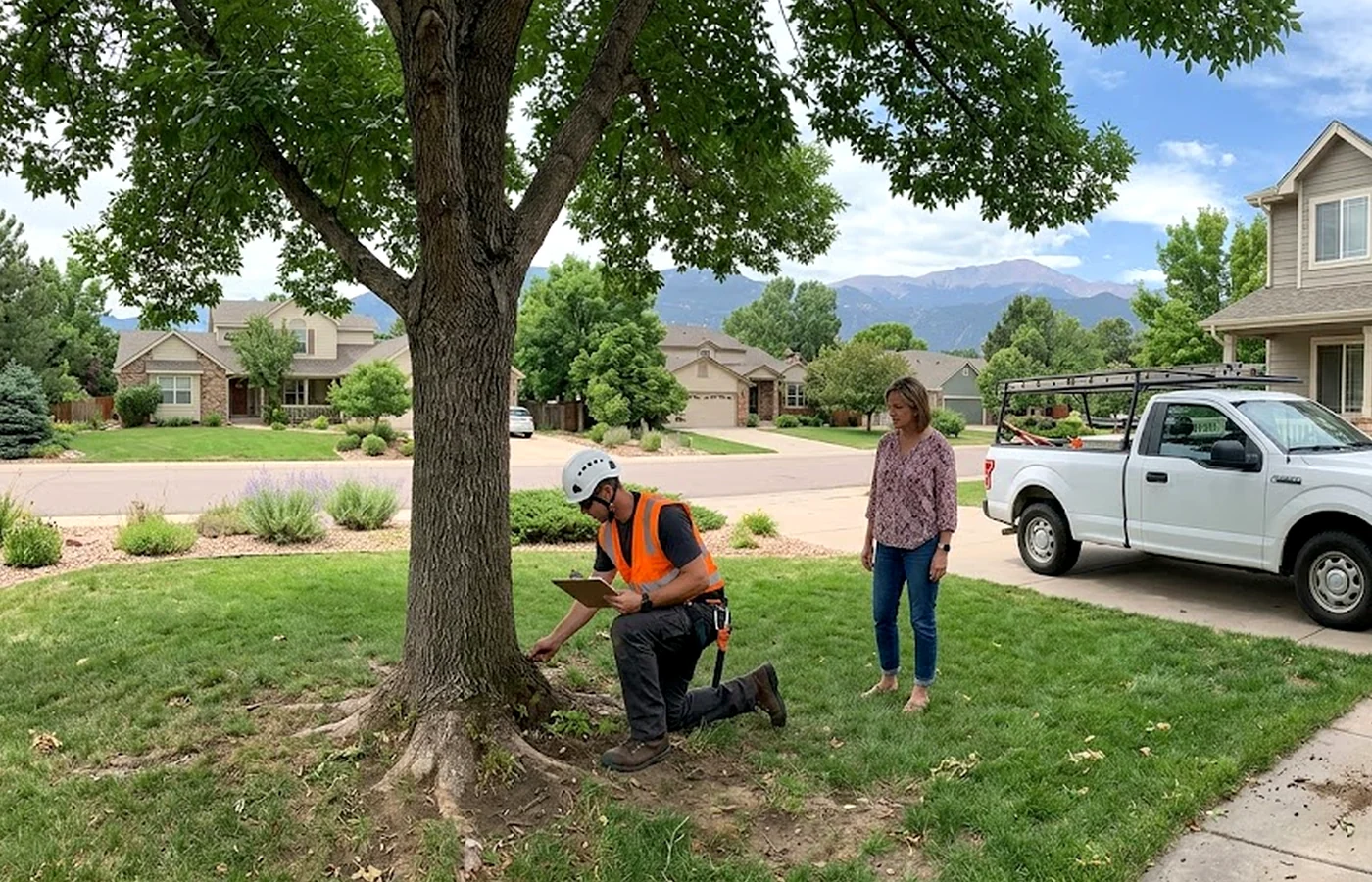 arborist report in Colorado Springs with residential tree care work visible