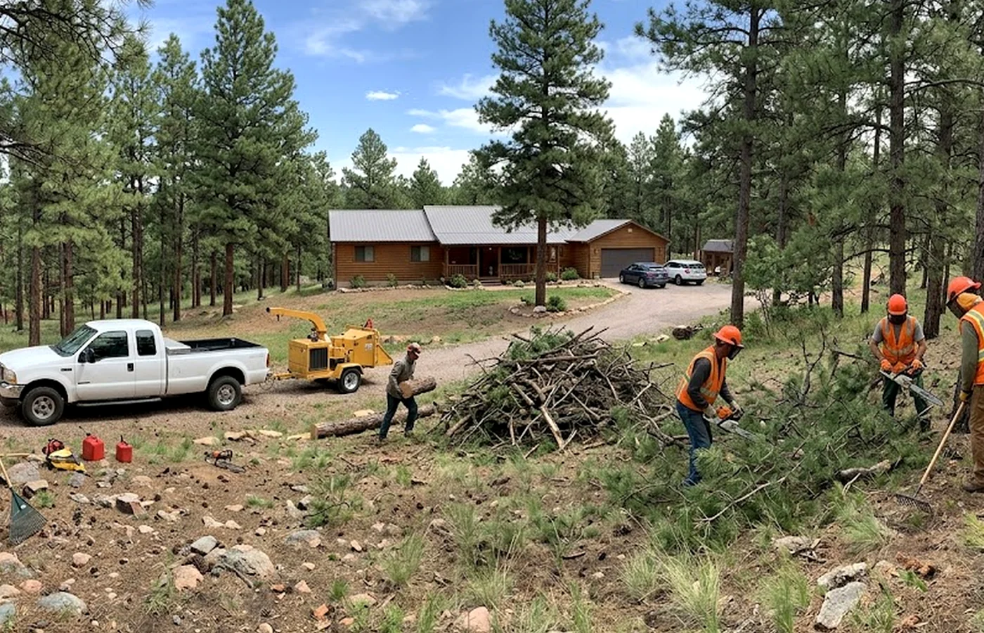 defensible space tree trimming near Colorado Springs foothill property