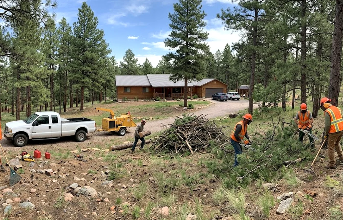 fire mitigation tree work near Black Forest pine property