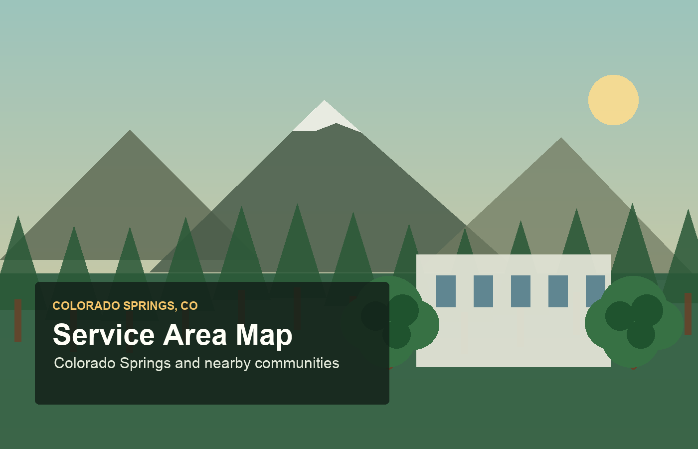 Colorado Springs arborist service area map for nearby Colorado communities